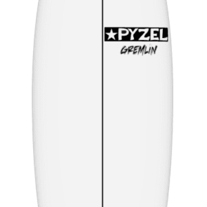 white surfboard with Pyzel logo